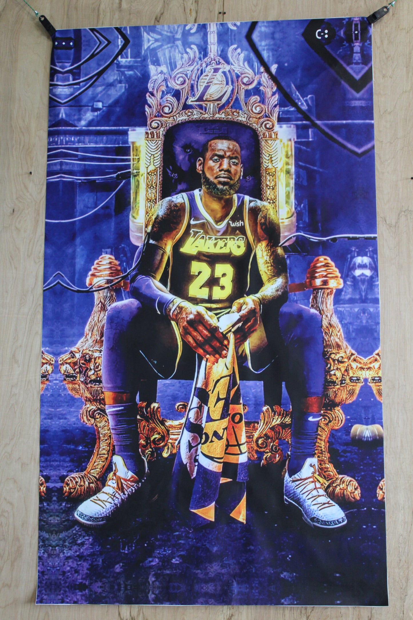 King LeBron James Lakers on a Giant Unstretched Canvas, 44"x76"