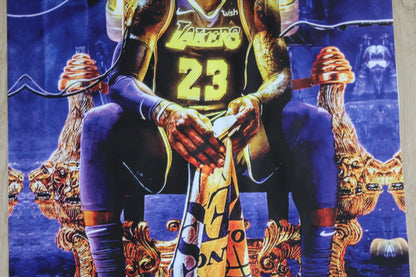 King LeBron James Lakers on a Giant Unstretched Canvas, 44"x76"