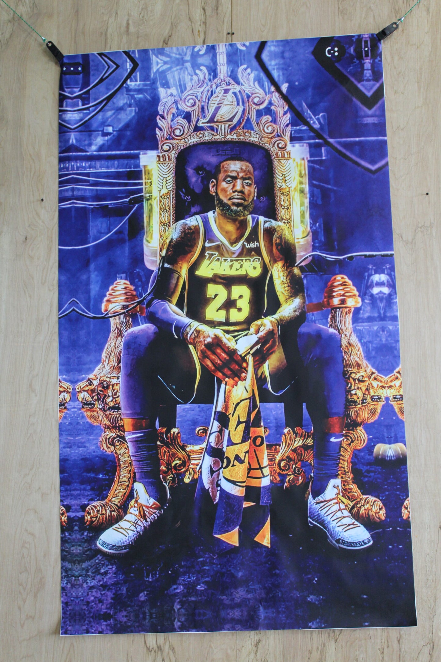King LeBron James Lakers on a Giant Unstretched Canvas, 44"x76"