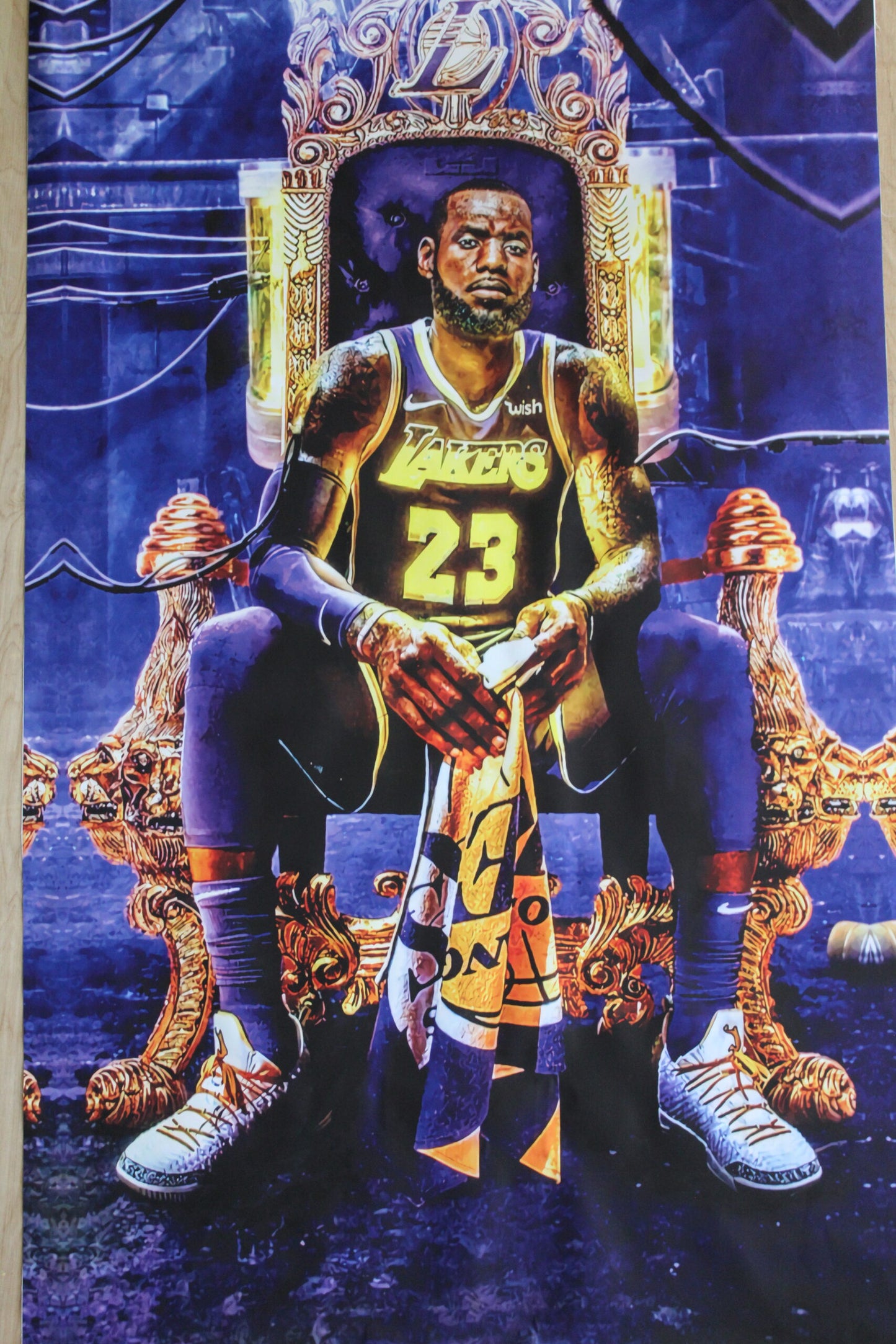 King LeBron James Lakers on a Giant Unstretched Canvas, 44"x76"