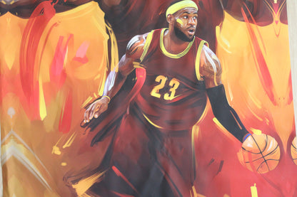 Basketball Player Lebron James on a Giant Unstretched Canvas, 52"x74"