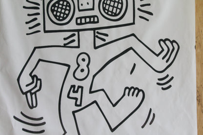 Giant Boombox Head Graffiti Style Pop Art Dancing Figure, 50"x74"