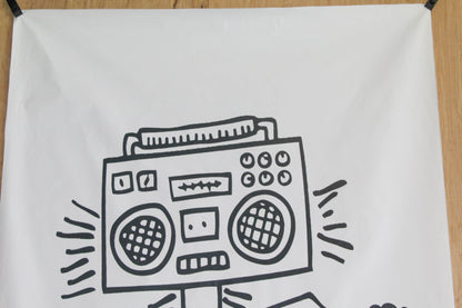 Giant Boombox Head Graffiti Style Pop Art Dancing Figure, 50"x74"