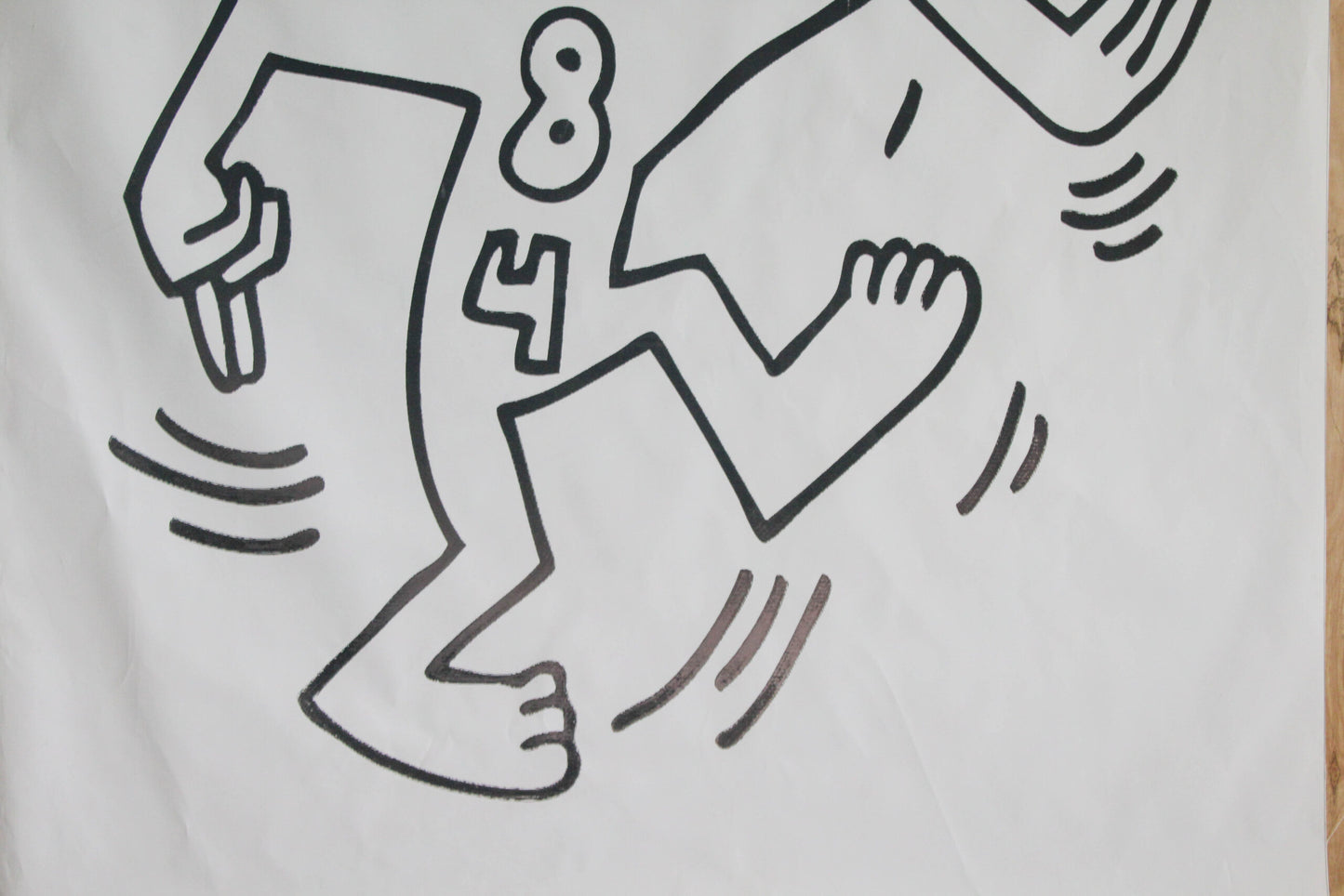 Giant Boombox Head Graffiti Style Pop Art Dancing Figure, 50"x74"