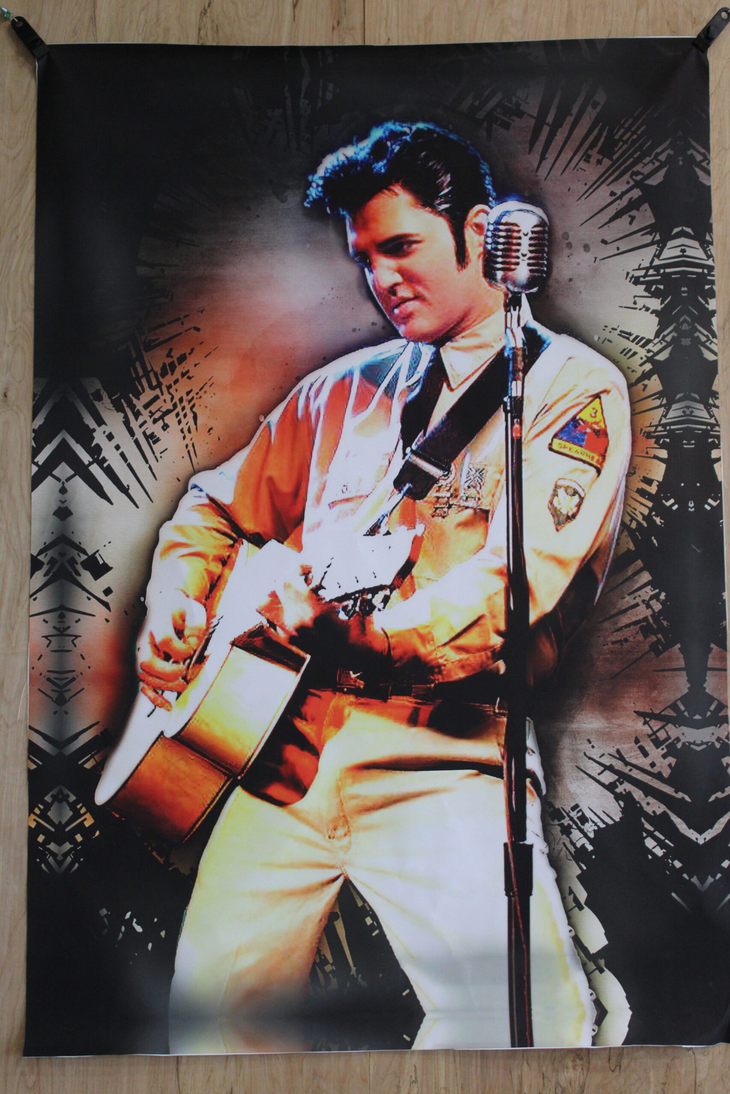 Elvis Presley Playing Guitar, A Giant Unstretched Canvas Wall Art, 44"x64"