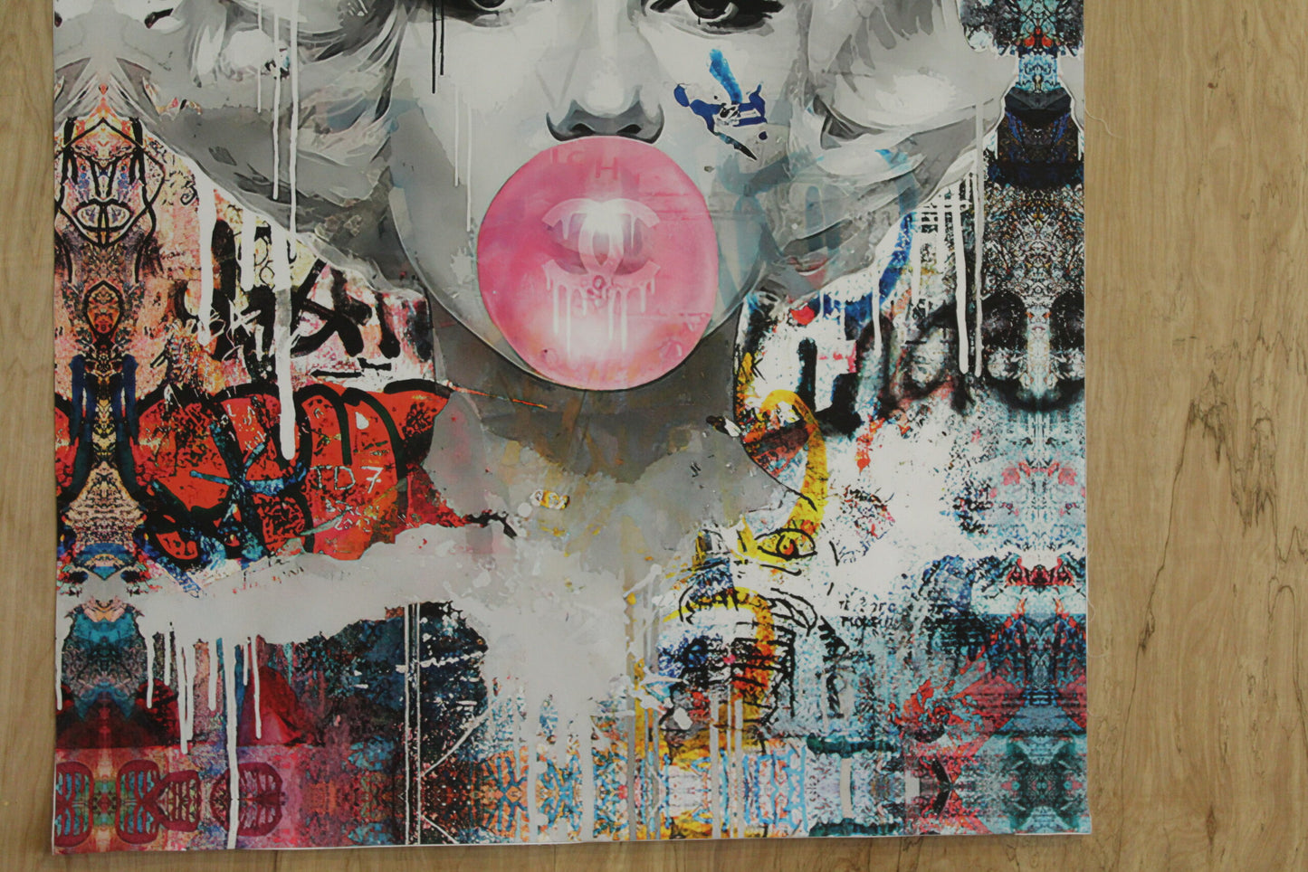 Marilyn Monroe With Bubble Gum A giant Pop Art Unstretched Painting, 44"x64"