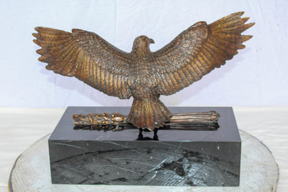 American Eagle Bronze Sculpture on Marble Base Patriotic Decor 20" x 8" x 14"H