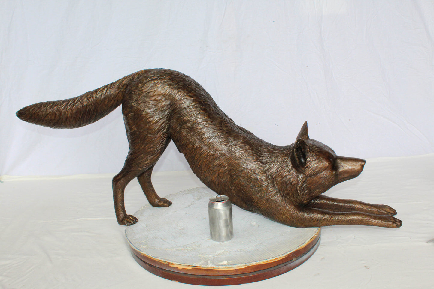 Bronze Stretching Wolf Statue Graceful Wildlife Home Décor 49" x 10" x 20"H