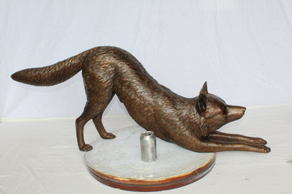 Bronze Stretching Wolf Statue Graceful Wildlife Home Décor 49" x 10" x 20"H