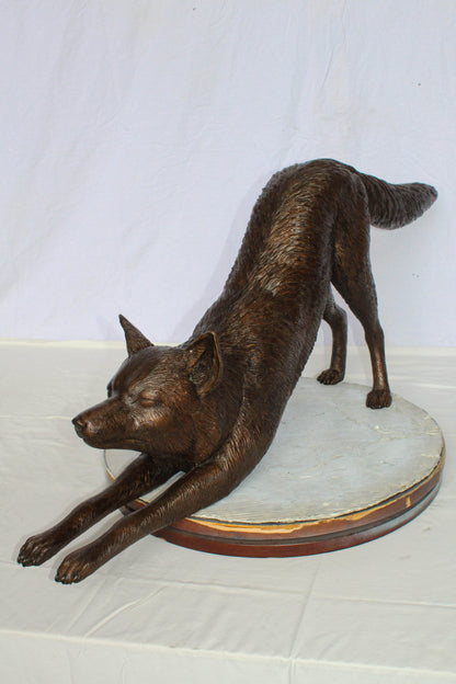 Bronze Stretching Wolf Statue Graceful Wildlife Home Décor 49" x 10" x 20"H