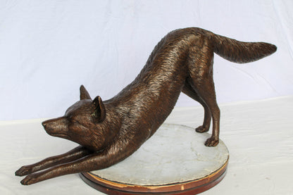 Bronze Stretching Wolf Statue Graceful Wildlife Home Décor 49" x 10" x 20"H