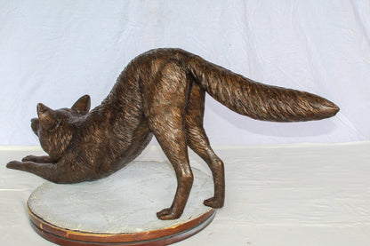 Bronze Stretching Wolf Statue Graceful Wildlife Home Décor 49" x 10" x 20"H