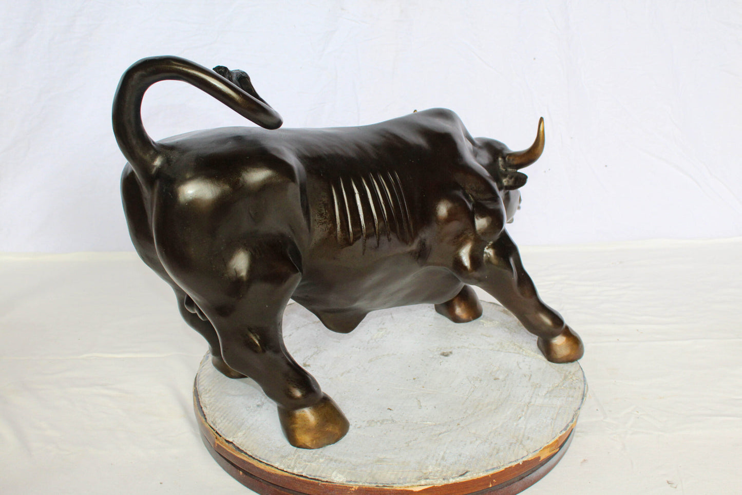 Wall Street Bull Bronze Statue Replica in a Powerful Pose 32" x 16" x 21"H