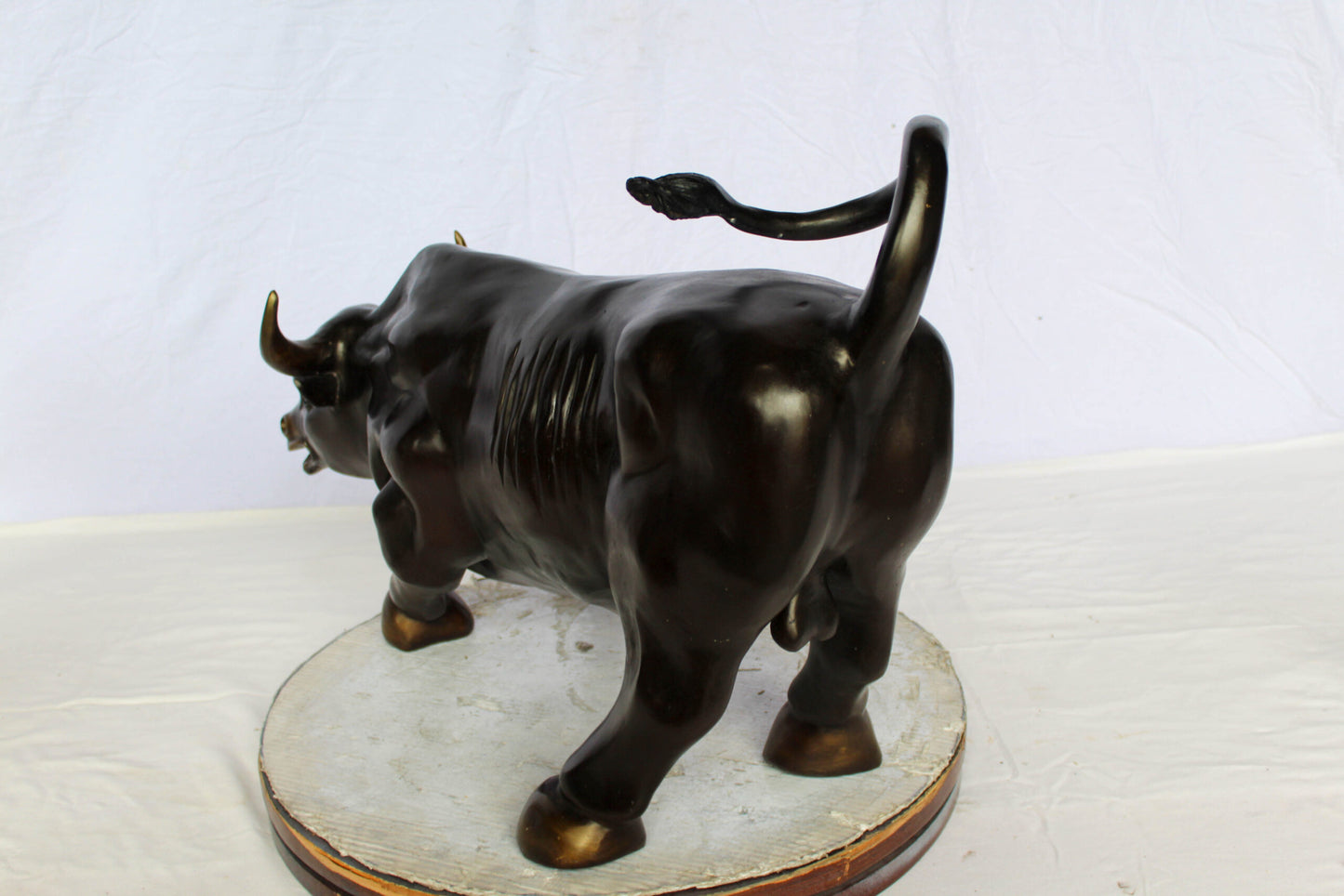 Wall Street Bull Bronze Statue Replica in a Powerful Pose 32" x 16" x 21"H