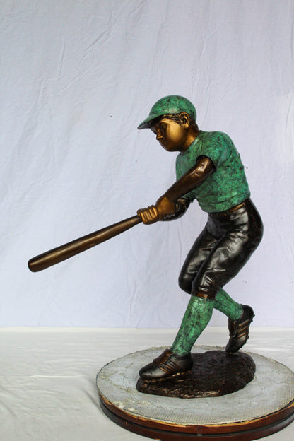 Baseball Boy Bronze Statue Life Size Garden Sculpture 27" x 12" x 24"H