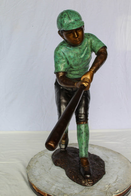 Baseball Boy Bronze Statue Life Size Garden Sculpture 27" x 12" x 24"H