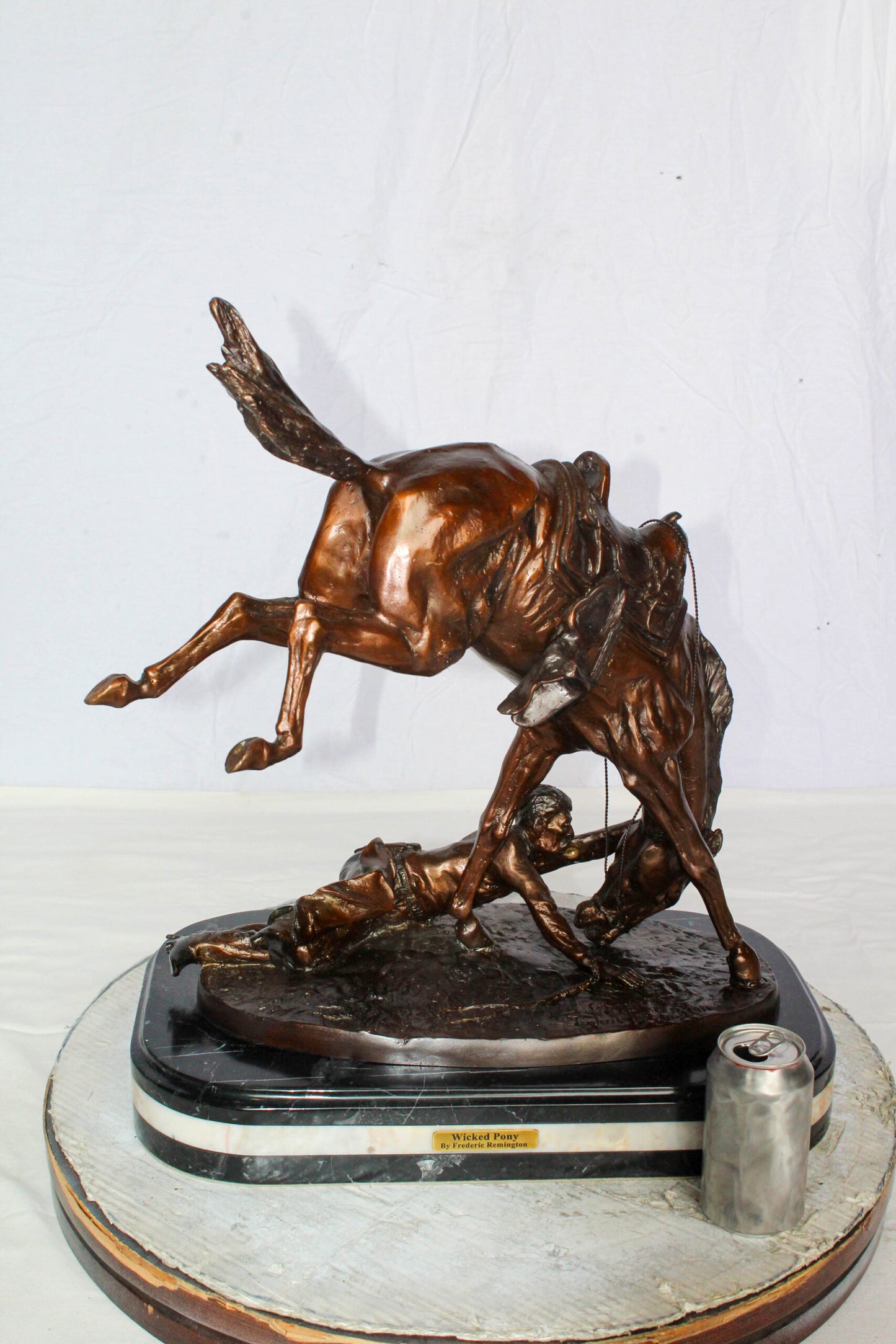 Nifao Brand – Wicked Pony Bronze Statue by Frederic Remington | Cowboy & Wild Horse Sculpture | Lost Wax Casting | Western Art Decor 19" x 11" x 23"H