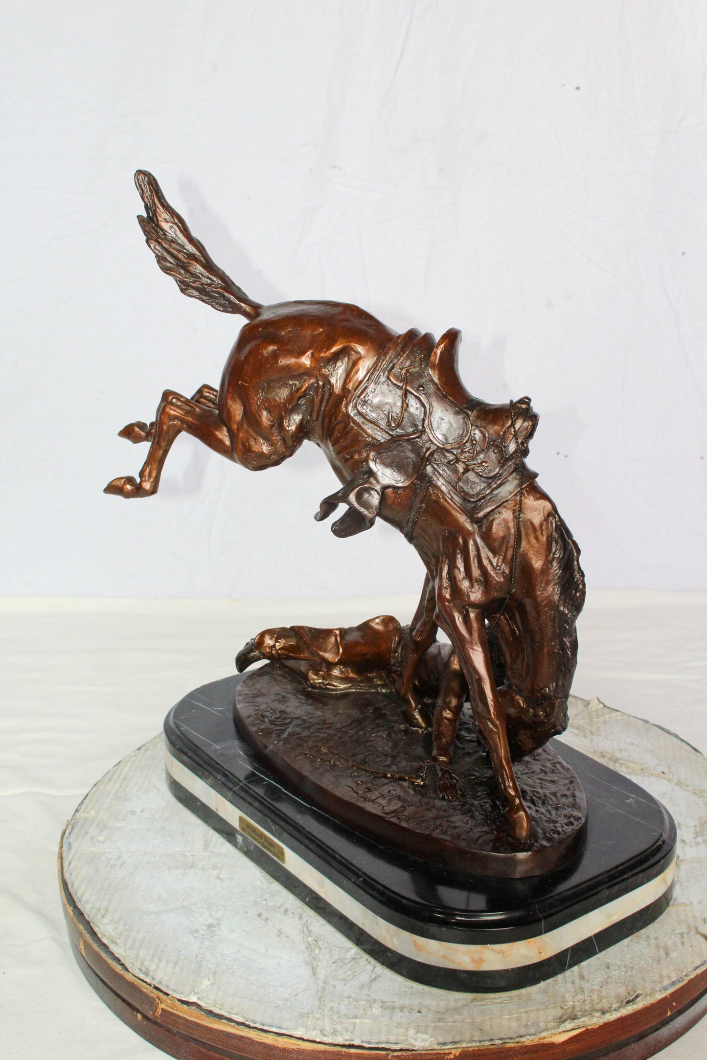 Nifao Brand – Wicked Pony Bronze Statue by Frederic Remington | Cowboy & Wild Horse Sculpture | Lost Wax Casting | Western Art Decor 19" x 11" x 23"H