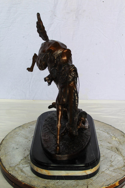 Nifao Brand – Wicked Pony Bronze Statue by Frederic Remington | Cowboy & Wild Horse Sculpture | Lost Wax Casting | Western Art Decor 19" x 11" x 23"H