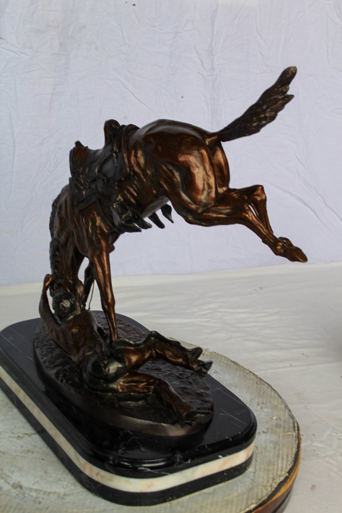 Nifao Brand – Wicked Pony Bronze Statue by Frederic Remington | Cowboy & Wild Horse Sculpture | Lost Wax Casting | Western Art Decor 19" x 11" x 23"H
