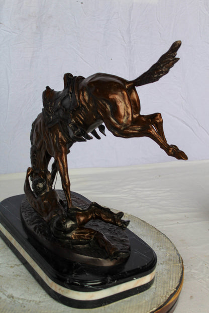 Nifao Brand – Wicked Pony Bronze Statue by Frederic Remington | Cowboy & Wild Horse Sculpture | Lost Wax Casting | Western Art Decor 19" x 11" x 23"H