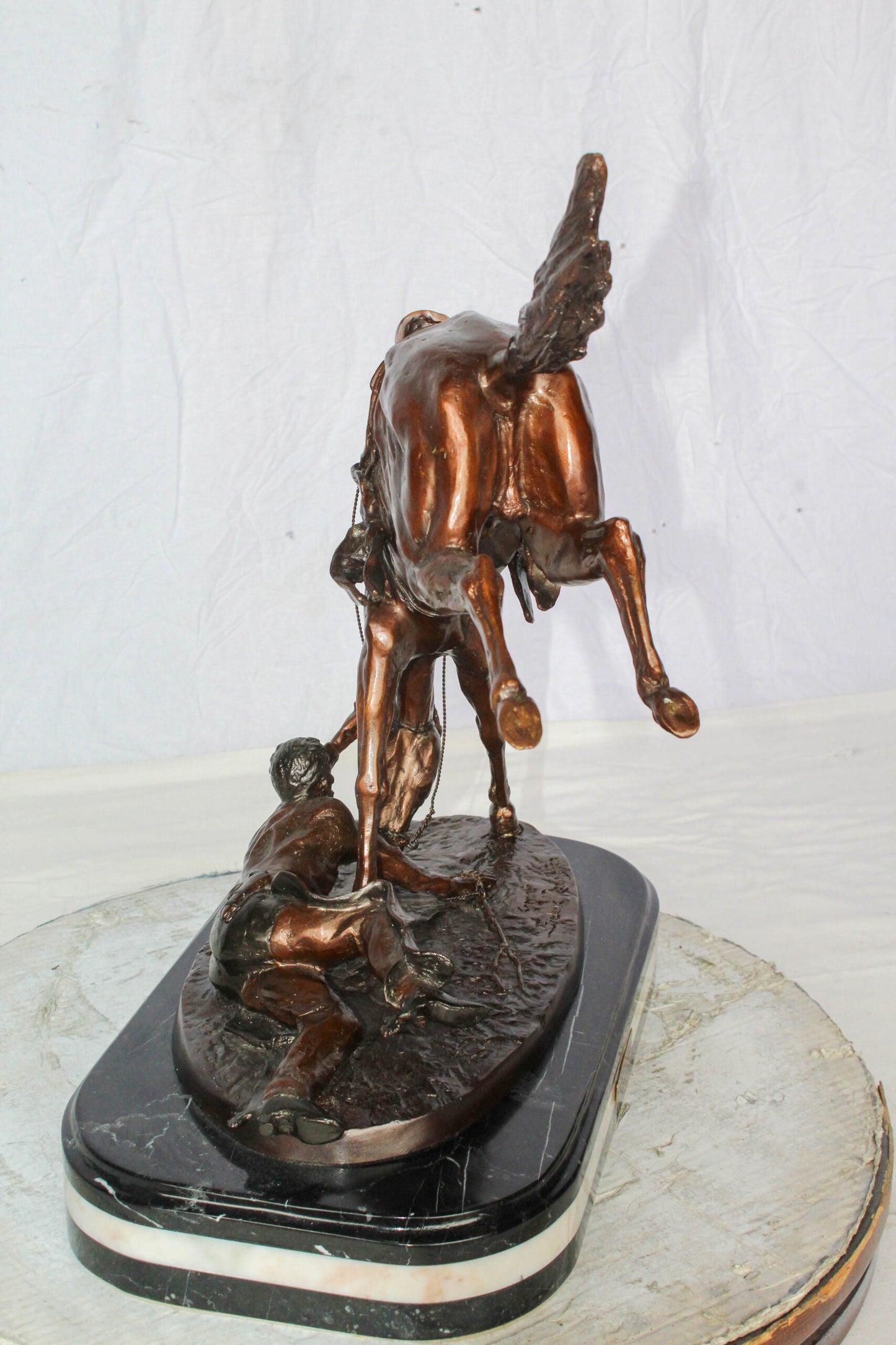 Nifao Brand – Wicked Pony Bronze Statue by Frederic Remington | Cowboy & Wild Horse Sculpture | Lost Wax Casting | Western Art Decor 19" x 11" x 23"H