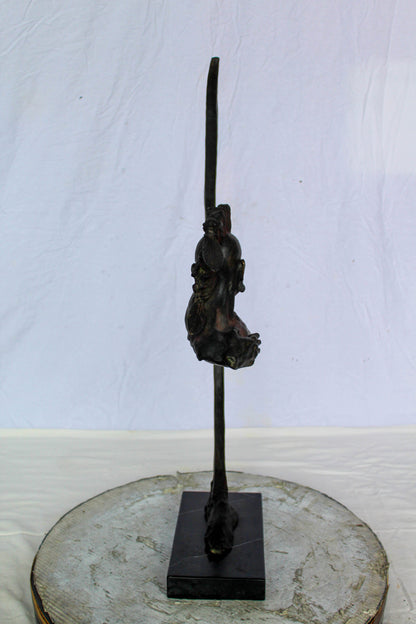 Native American Archer Bronze Statue Dark Brown Patina 22" x 6" x 33"H