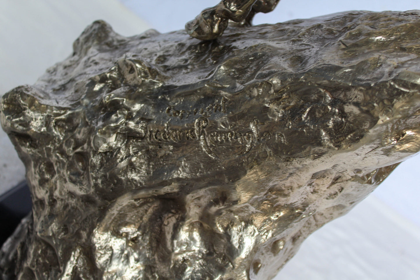 Nifao Jumbo Bronze Mountain Man on Horseback Remington Replica - Silver Patina Western Statue with Black Marble Base, Size: 24"L x 14"W x 36"H