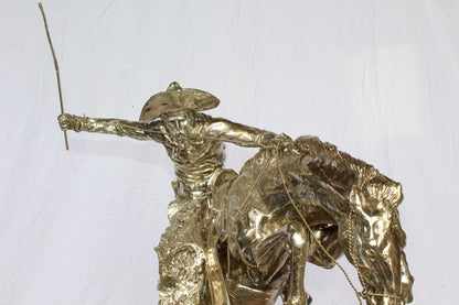 Jumbo Bronze Bronco Buster Statue Silver Finish Replica 26" x 11" x 30"H