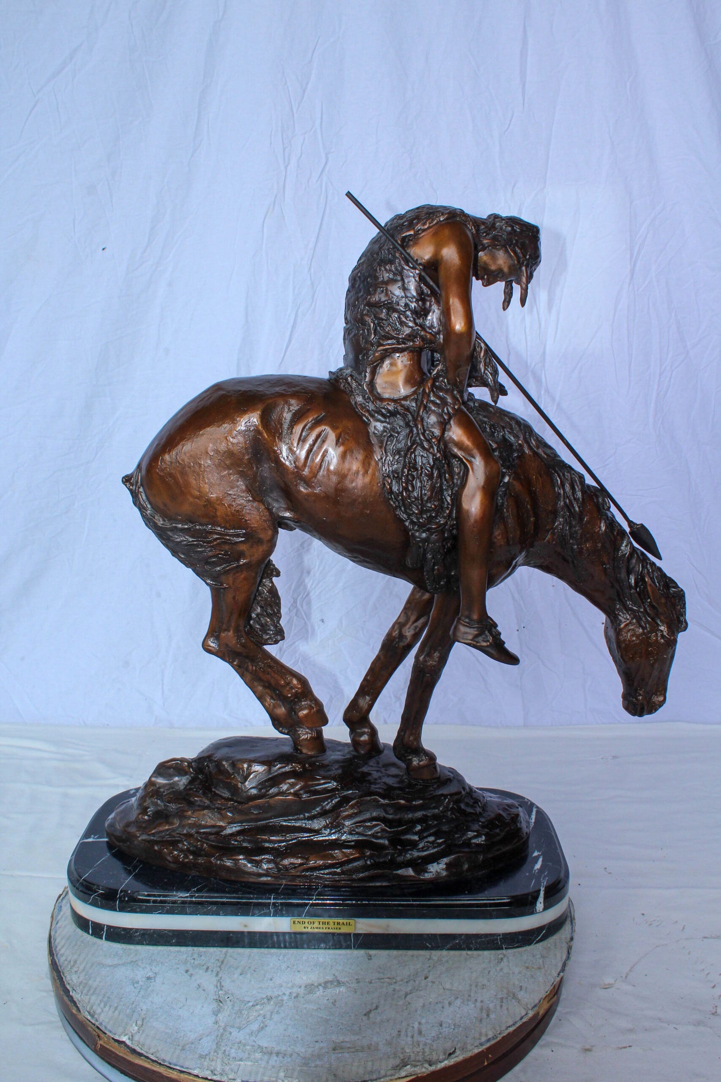 End of the Trail Native American Bronze Sculpture Replica 29" x 11" x 32"H