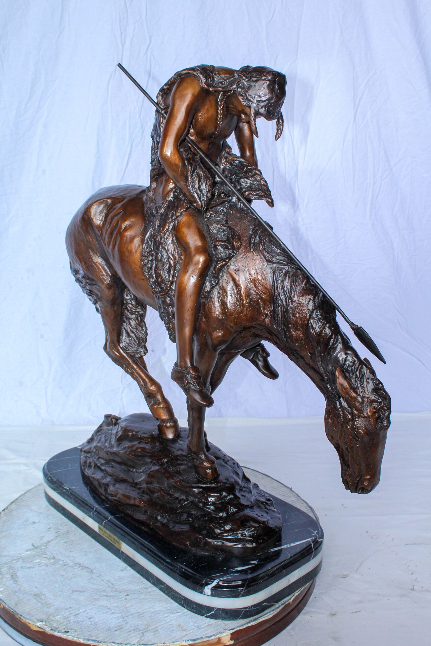 End of the Trail Native American Bronze Sculpture Replica 29" x 11" x 32"H