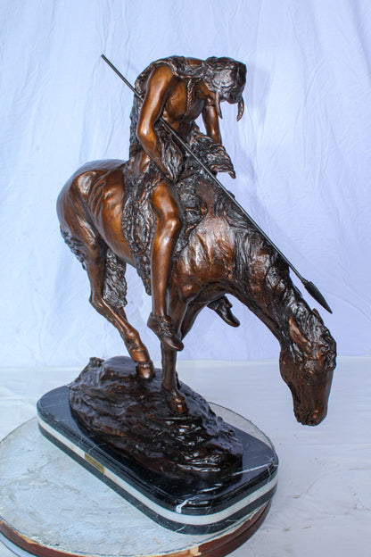 End of the Trail Native American Bronze Sculpture Replica 29" x 11" x 32"H