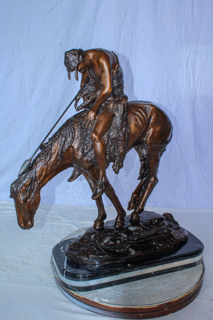 End of the Trail Native American Bronze Sculpture Replica 29" x 11" x 32"H