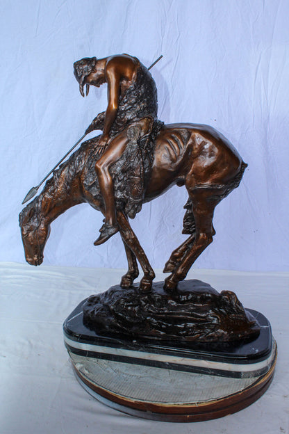 End of the Trail Native American Bronze Sculpture Replica 29" x 11" x 32"H