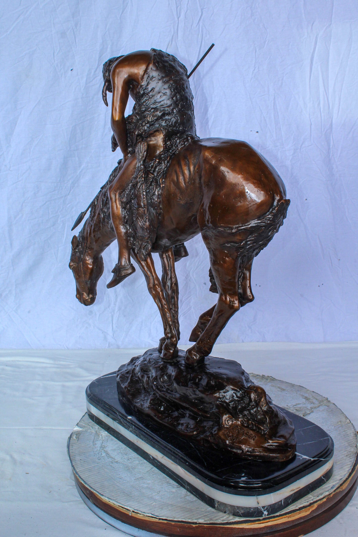 End of the Trail Native American Bronze Sculpture Replica 29" x 11" x 32"H