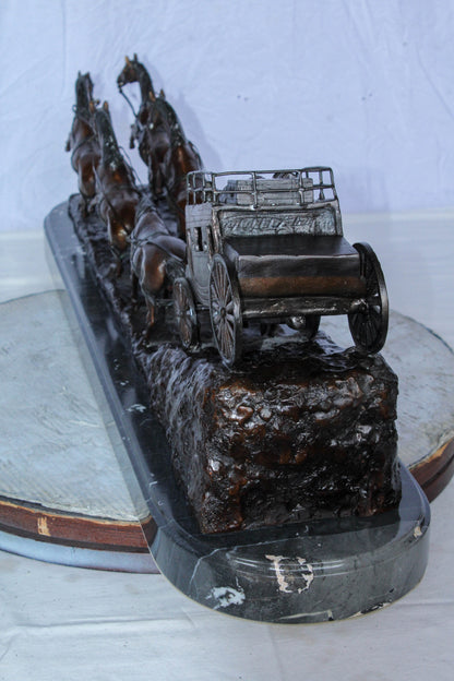 Stagecoach Bronze Replica Sculpture of M. Russell 40" x 9" x 13"H