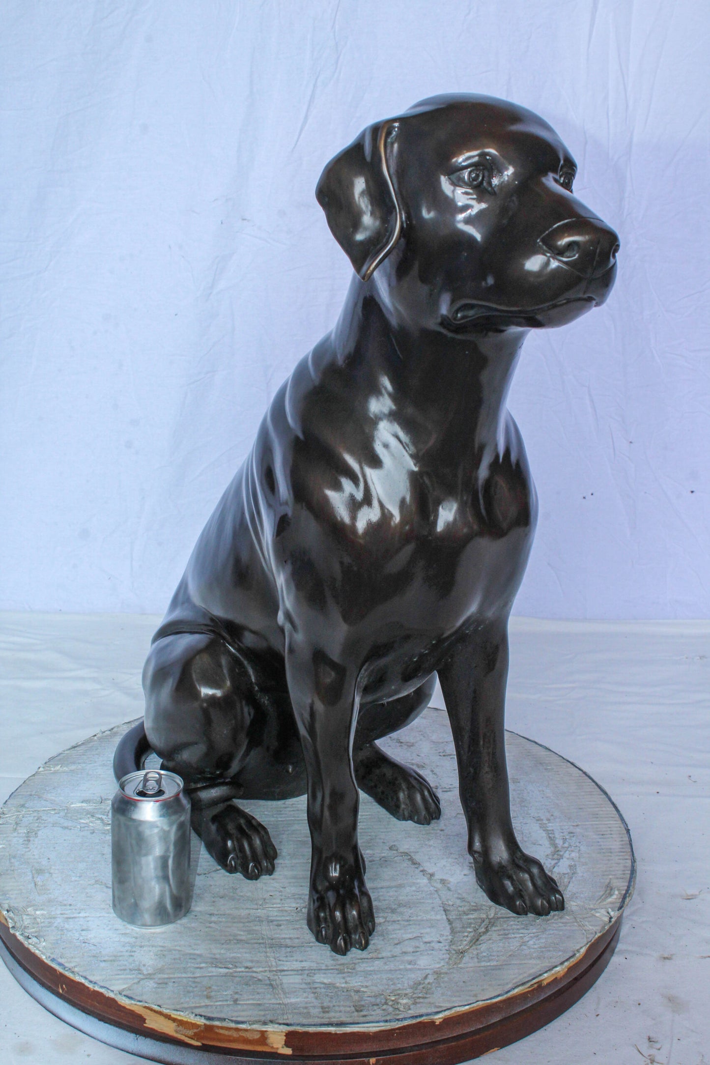 Large Bronze Chocolate Labrador Dog Statue Sitting Pose 22" x 12" x 27"H