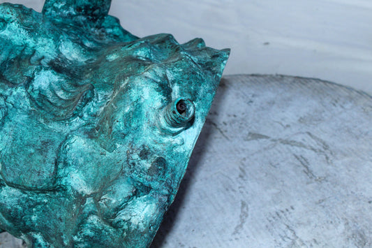 Nude Art Bronze Mermaid Fountain with Fish and Patina Finish 23" x 14" x 39"H