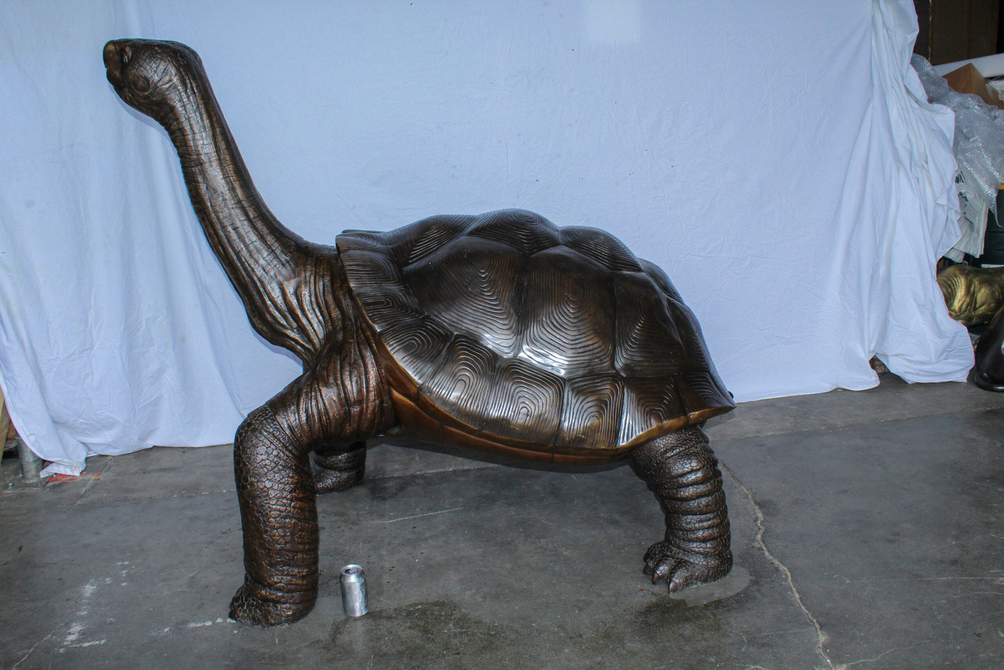Giant Bronze Tortoise Statue with Detailed Textured Shell 66" x 41" x 59"H