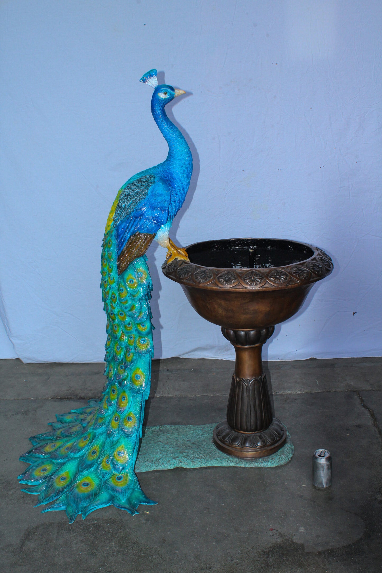 Bronze Peacock Fountain Sculpture with Decorative Bowl