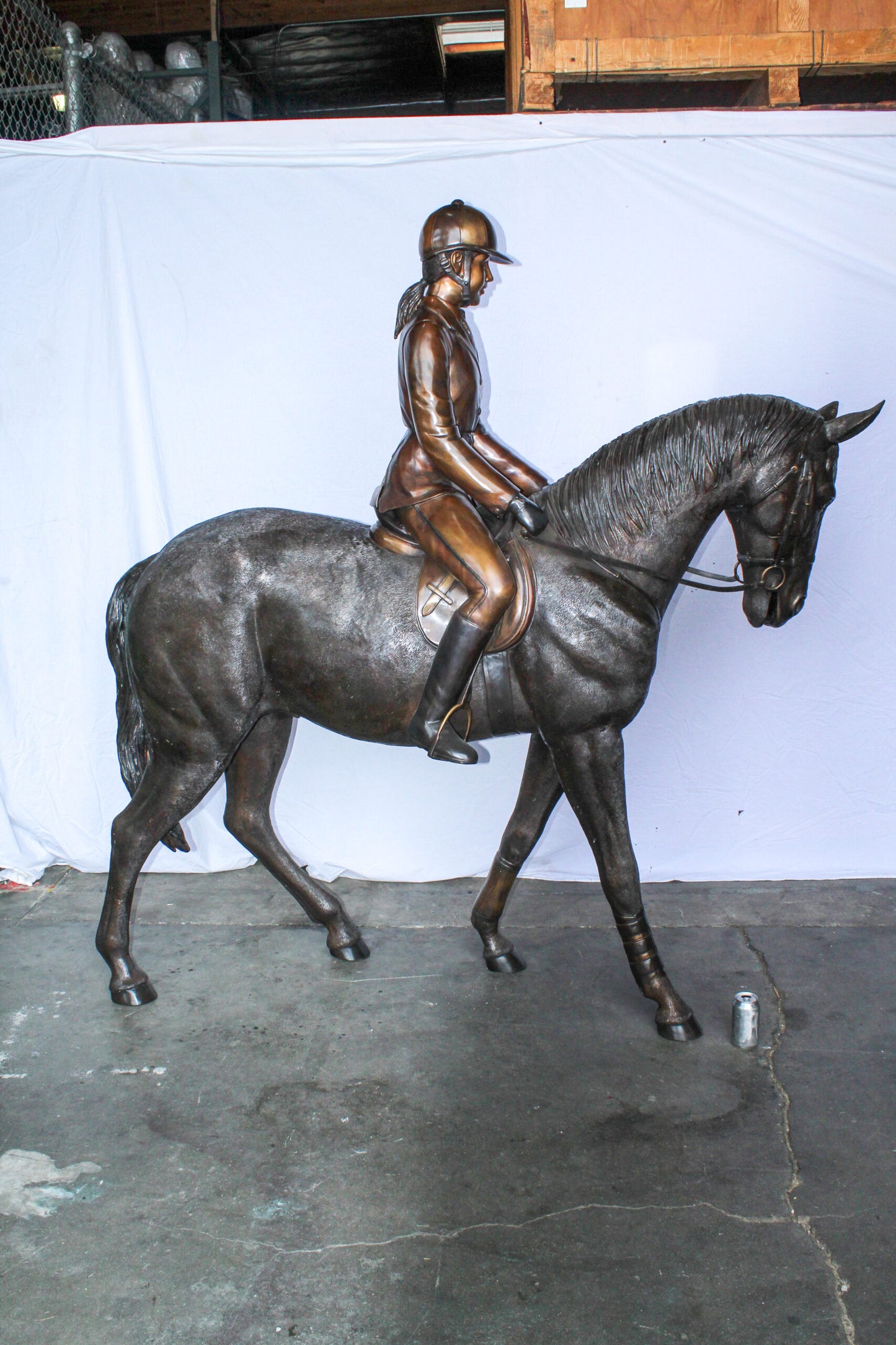 Life Size Bronze Horse and Rider Sculpture Equestrian Art 77" x 31" x 79"H