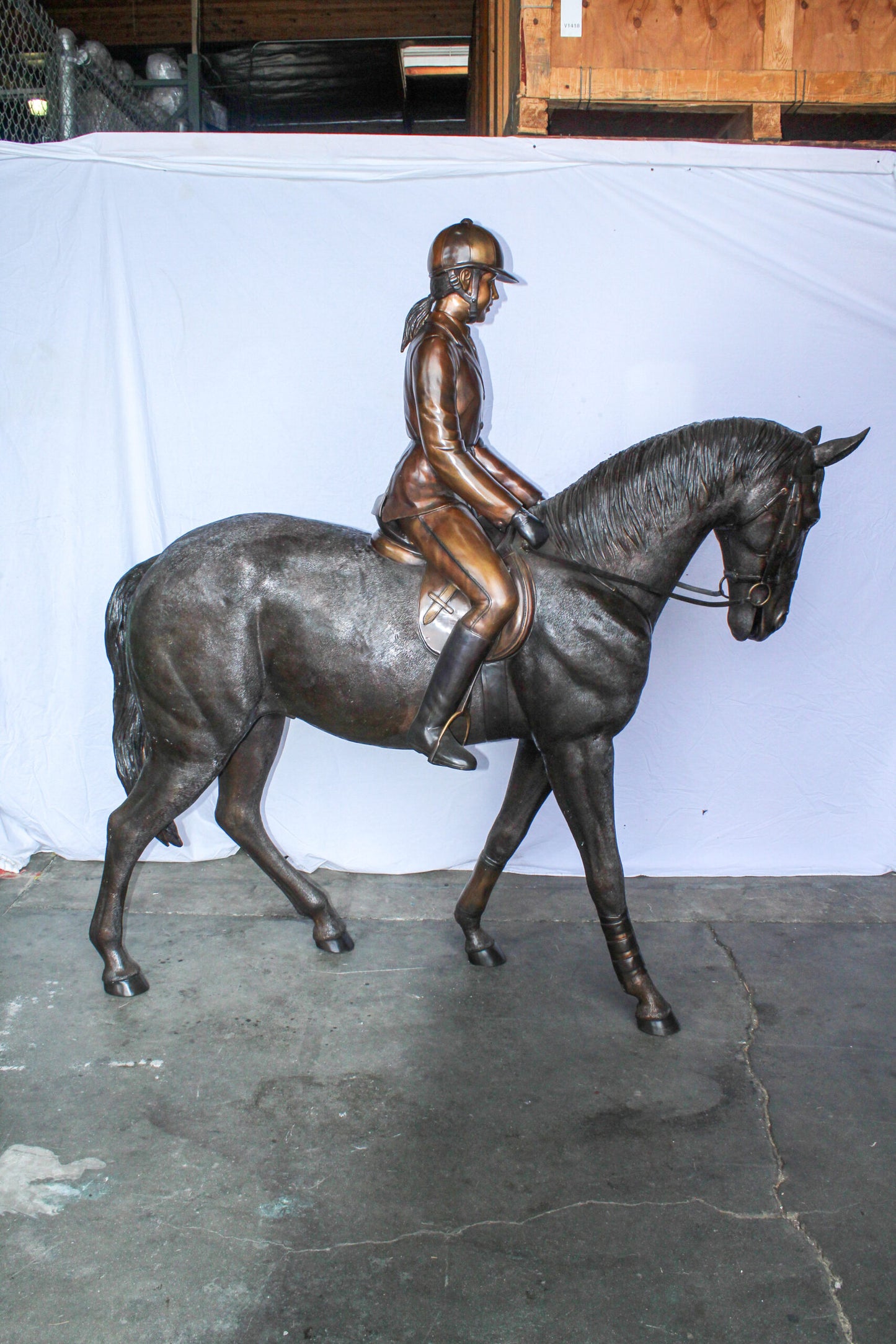 Life Size Bronze Horse and Rider Sculpture Equestrian Art 77" x 31" x 79"H