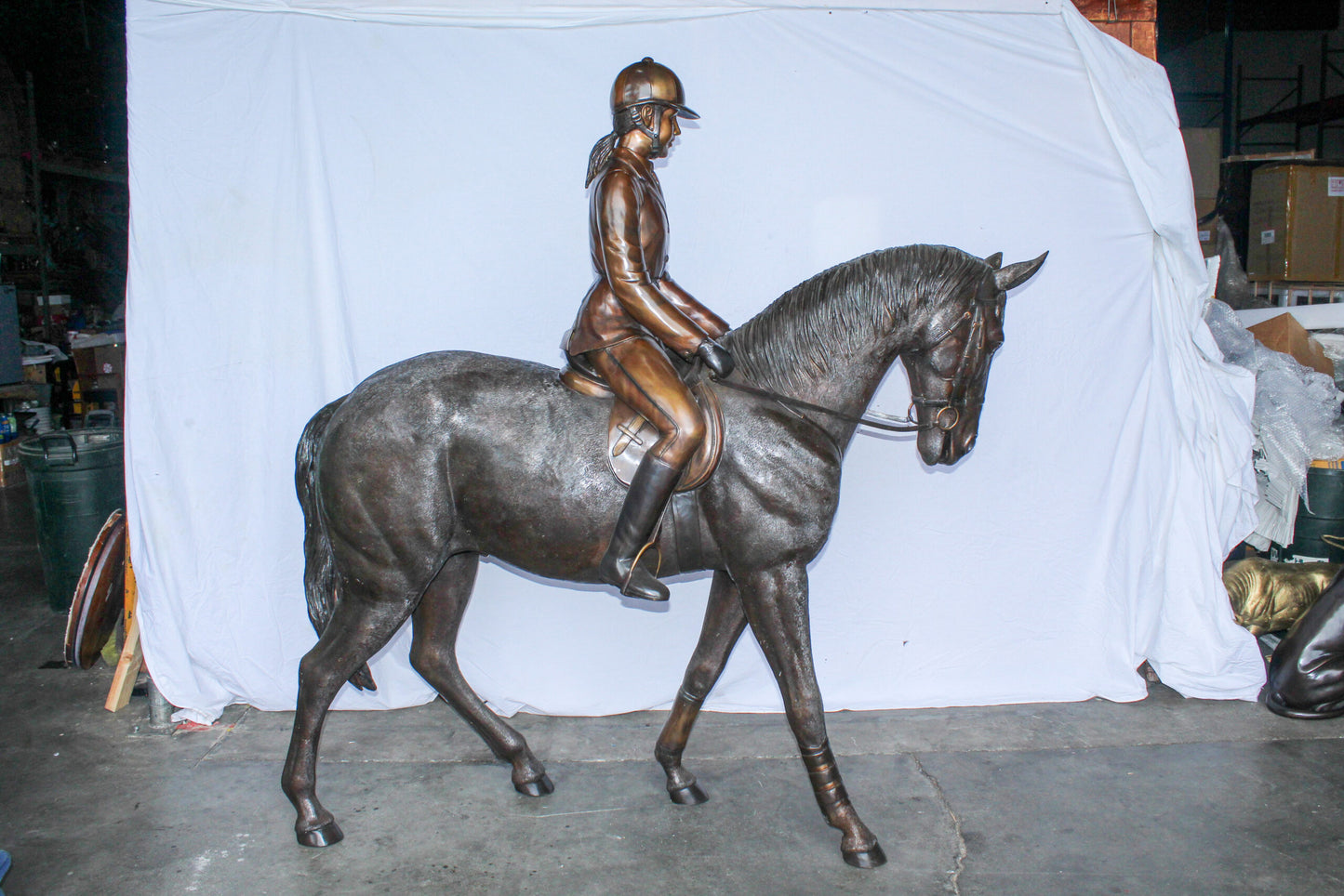 Life Size Bronze Horse and Rider Sculpture Equestrian Art 77" x 31" x 79"H
