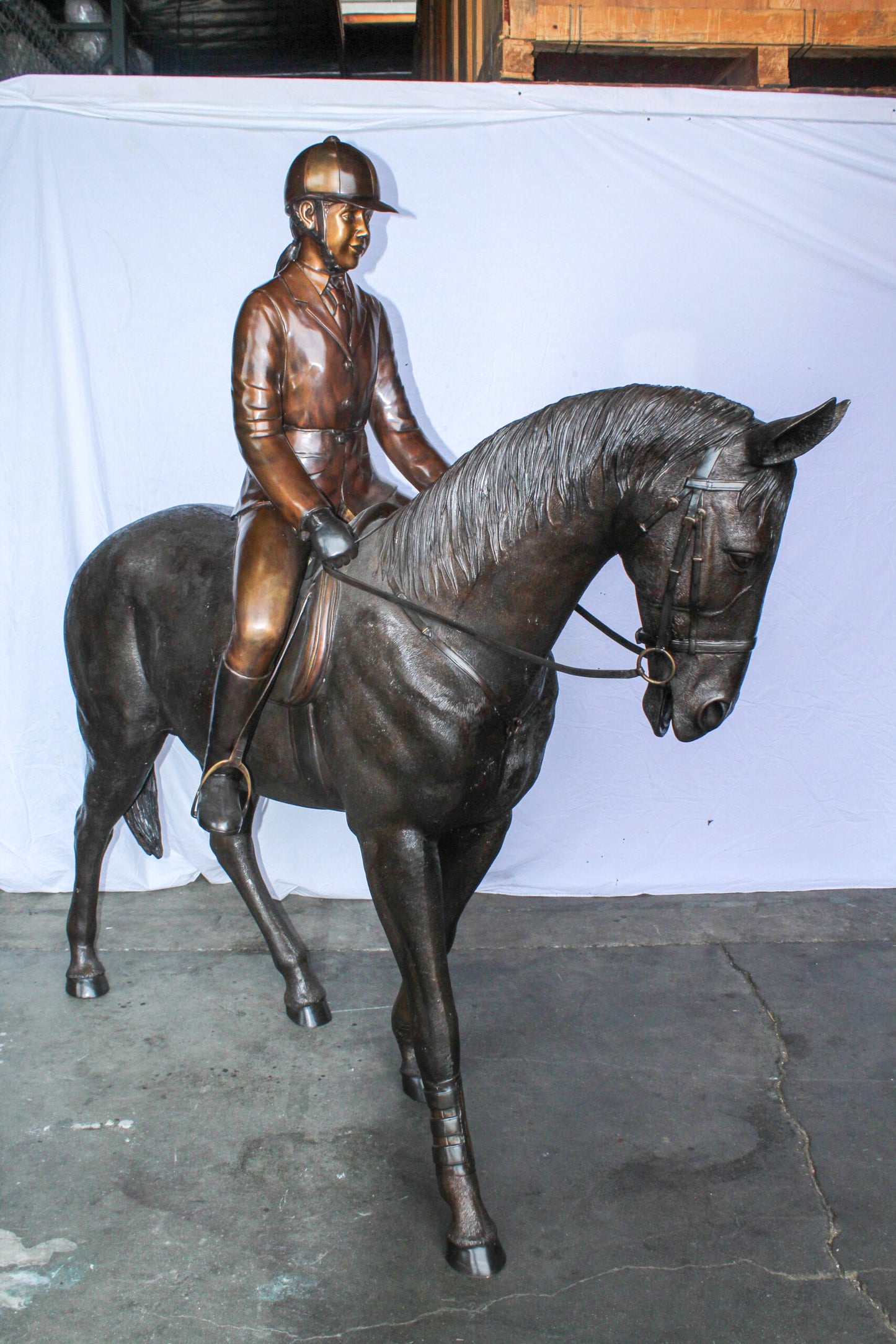 Life Size Bronze Horse and Rider Sculpture Equestrian Art 77" x 31" x 79"H