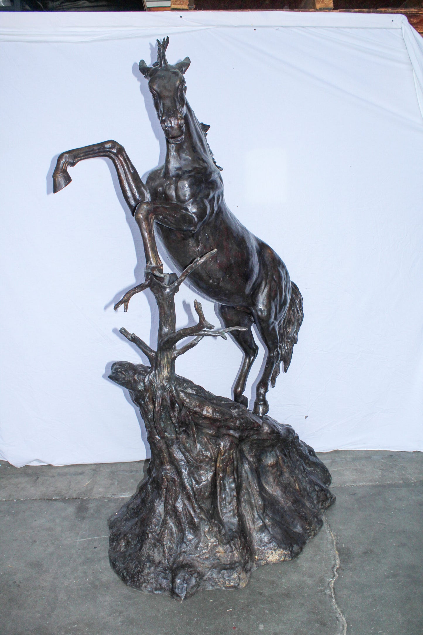 Life Size Bronze Rearing Horse Sculpture by J. Dagan 60" x 37" x 81"H