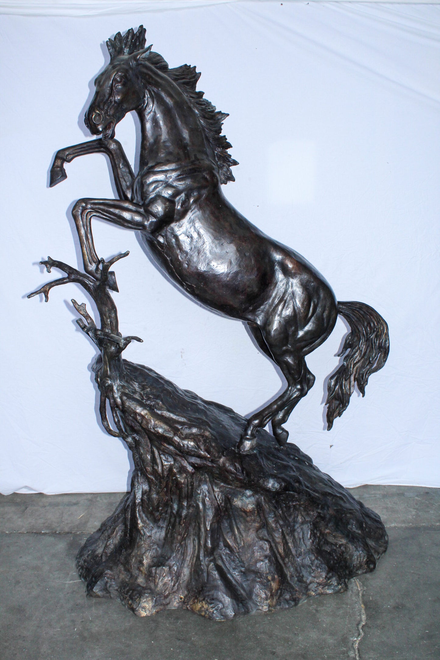 Life Size Bronze Rearing Horse Sculpture by J. Dagan 60" x 37" x 81"H