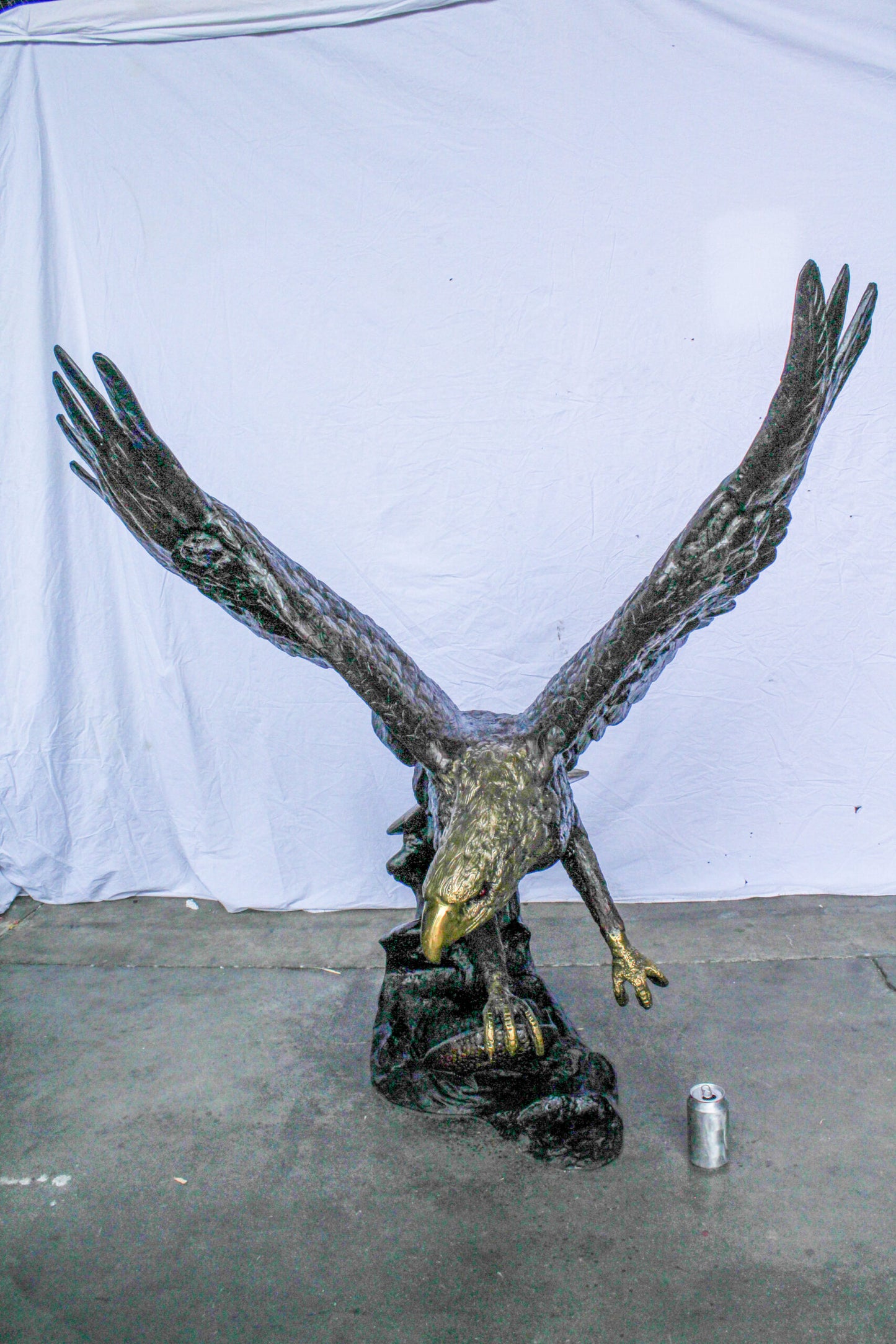 Giant Bronze Eagle Sculpture with Outstretched Wings 54" x 42" x 54"H