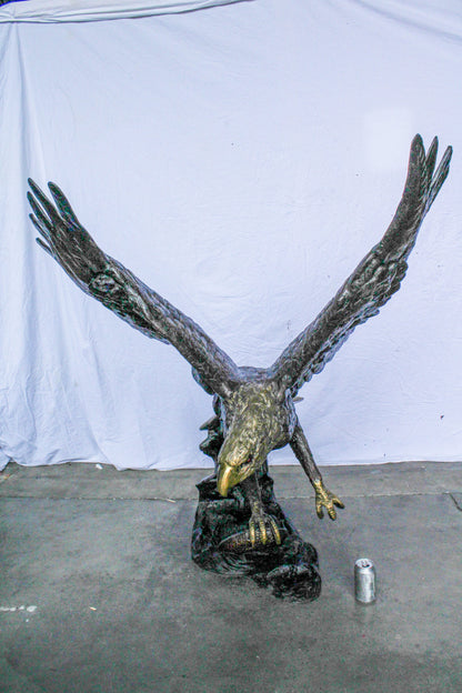 Giant Bronze Eagle Sculpture with Outstretched Wings 54" x 42" x 54"H