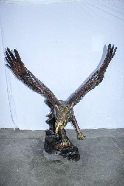 Giant Bronze Eagle Sculpture with Outstretched Wings 54" x 42" x 54"H