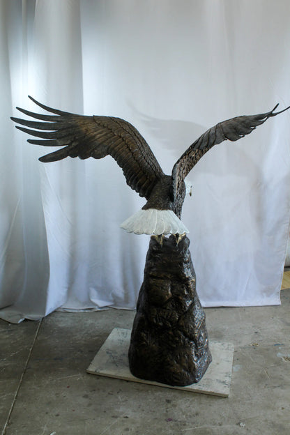 Bald Eagle Bronze Statue with White Head and His Wings Spread 51" x 36" x 58"H